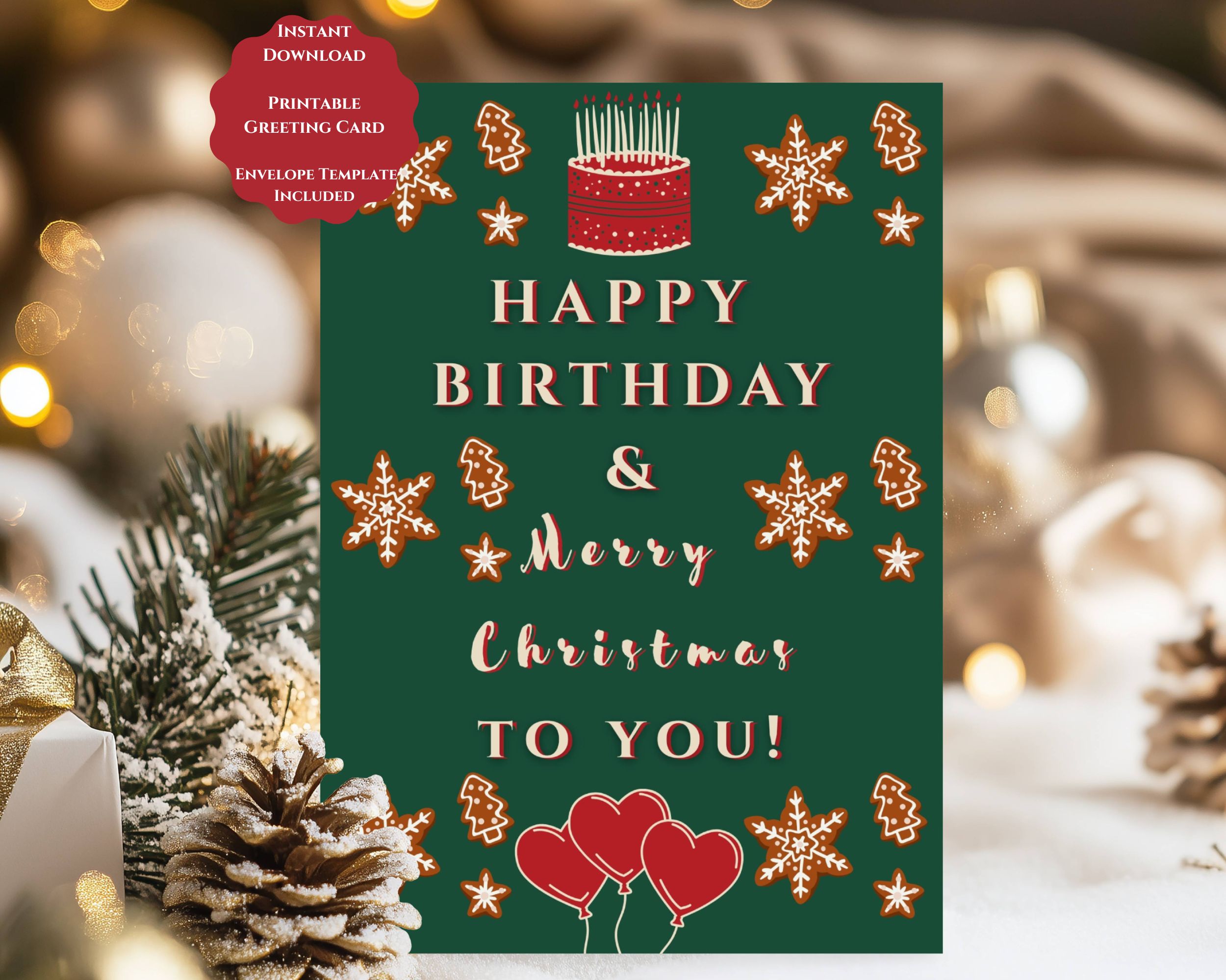 printable 5x7 christmas birthday greeting card christmas card instant download printable 5x7 christmas birthday greeting card christmas card instant download