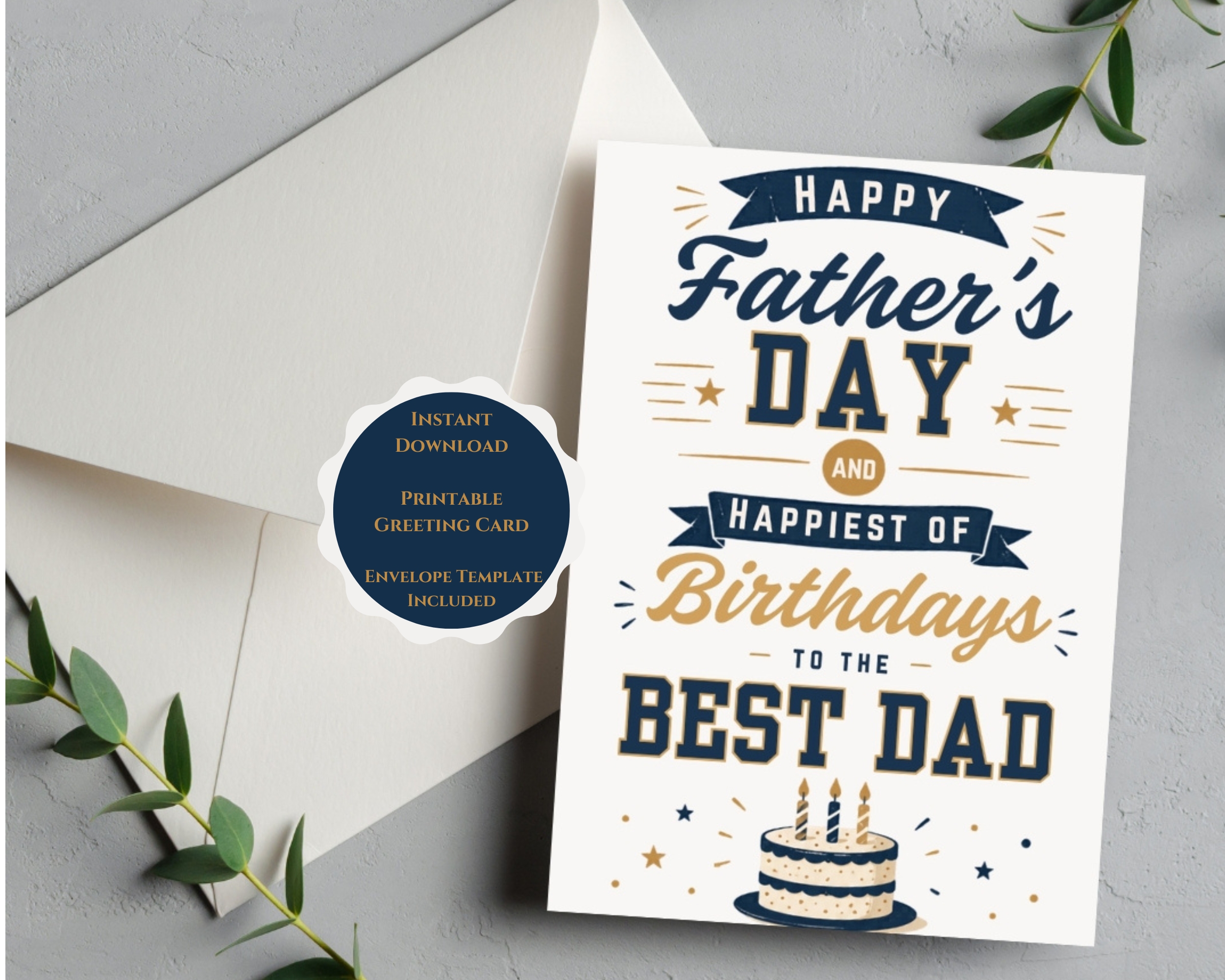 father's day birthday card for dad best dad birthday and father's day printable greeting card instant download classic version father's day birthday card for dad best dad birthday and father's day printable greeting card instant download classic version