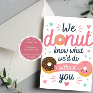 donut appreciation card for kids children's day printable greeting card thank you card instant download