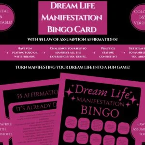 dream life manifestation bingo card + 55 affirmations