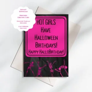 birthday halloween card for girls 5x7 printable birthday greeting card instant download