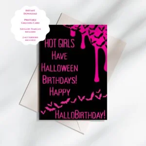 birthday card & halloween card for girls 5x7 printable birthday greeting card halloween greeting card instant download