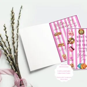 canva editable mother’s day itinerary greeting card mother’s day surprise card printable gift download